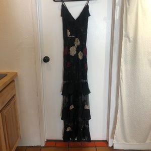 Lulu's True to Heart Black Floral Embroidered Maxi Dress